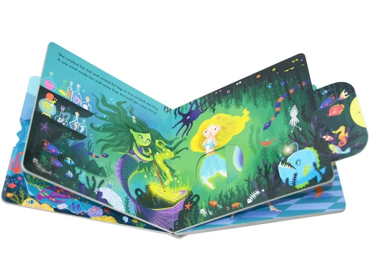 Pequena sereia inglês iluminação 3d aleta imagem livro crianças livros de leitura montessori brinquedos educativos