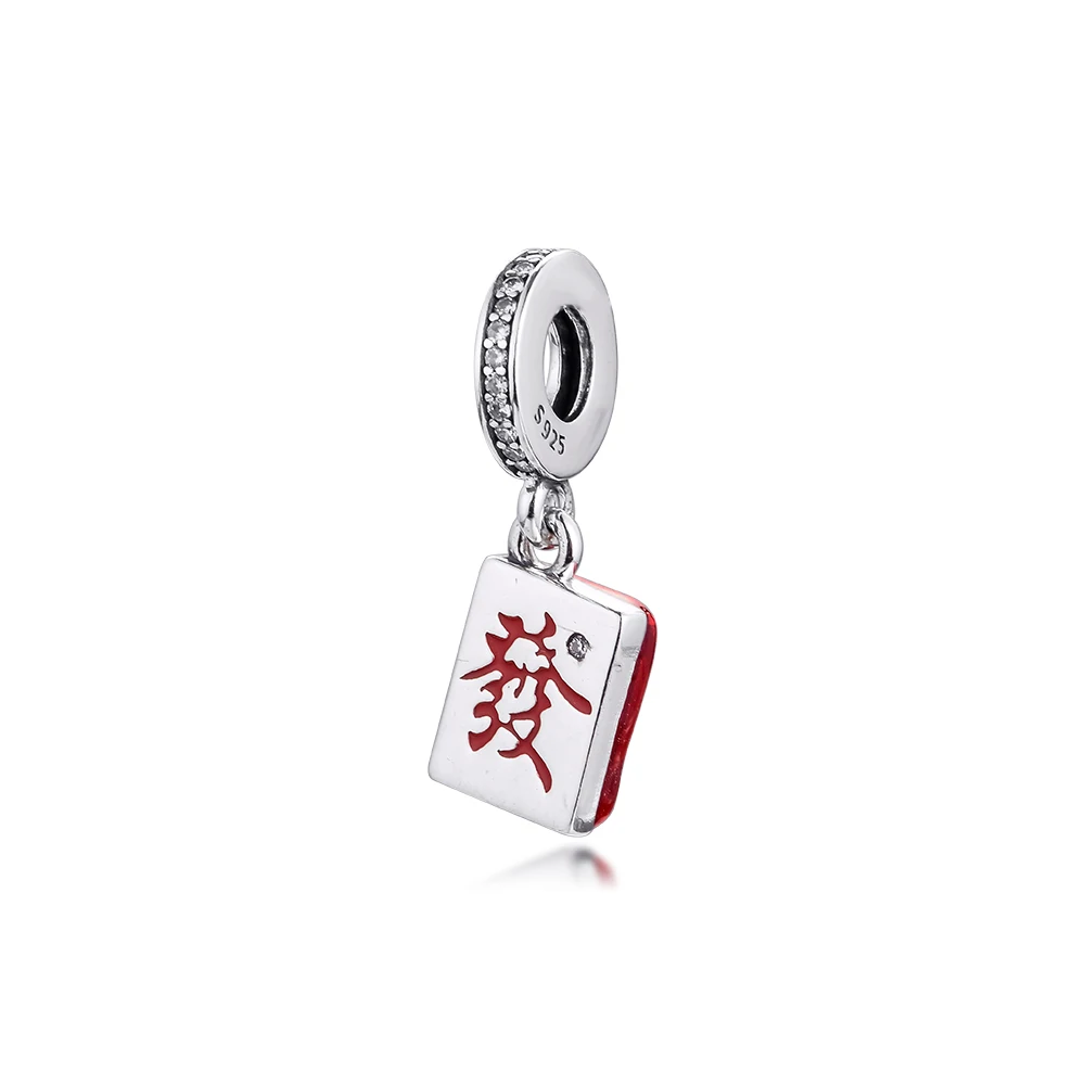 

Valentine's Day Mahjong Dangle Get Rich Charm Sterling Silver Jewelry Fits Original Charm Bracelet & Necklace Woman DIY Bead