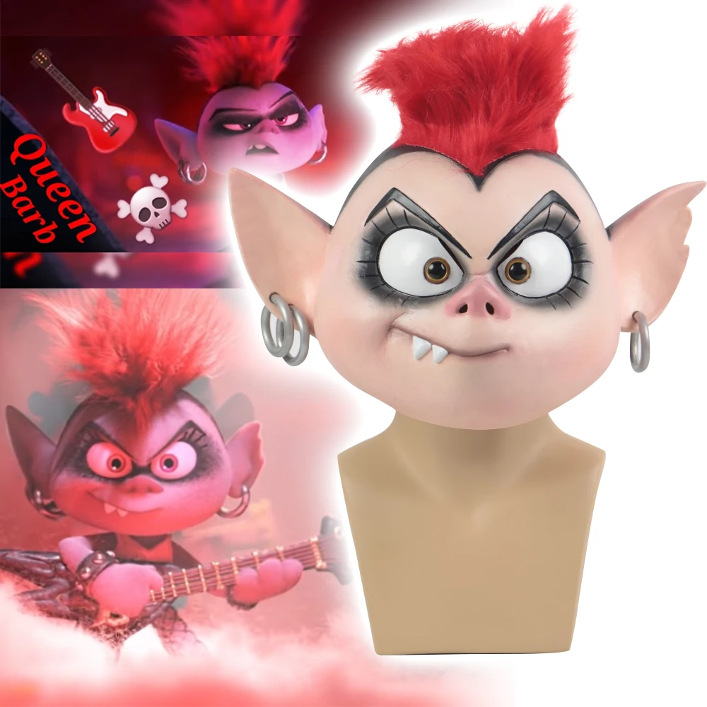 Trolls World Tour 2 Cosplay Queen Barb Punk Mask, Latex Mask, Masquerade Party, Props, New