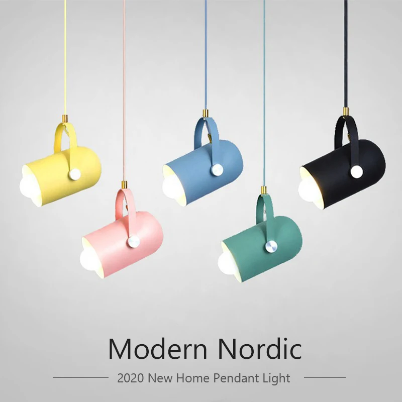 Homhi Color Pendant Light Nordic Copper Single Ceiling Hanglamp Modern Blue Yellow Black Green Decoracion Hogar Moderno HPD-048