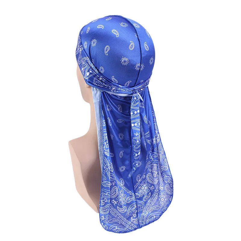 New Women Me's Silk Durag Bandanas Insect Print Hats Long Tail Pirate Hat Waves do doo du rag Headwear Hair Accessories