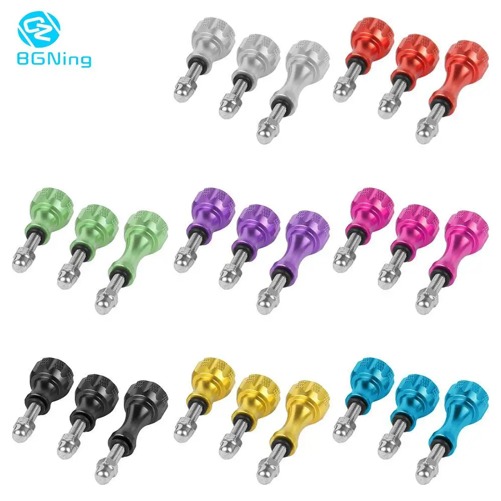 BGNing 1pack of 3pcs 1 Long + 2 Short Colorful CNC Aluminum Bolt Nut Screw for GoPro Hero 7 6 5 3+ 4 SJ4000 EKEN YI 2 4K Mount