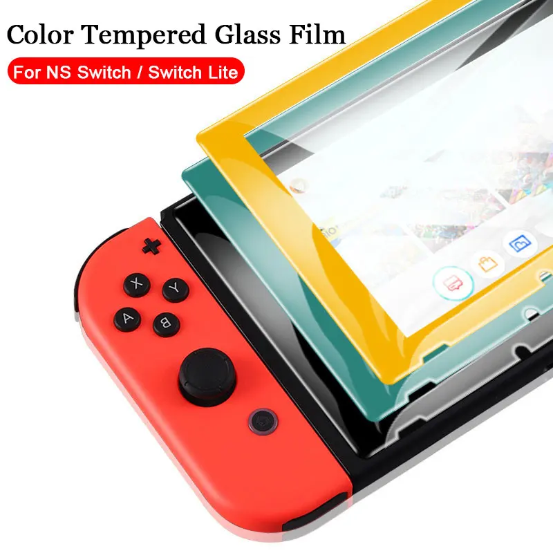 Pellicola protettiva in vetro temperato con bordo curvo a colori per Nintendo Switch pellicola protettiva per schermo a copertura totale NS Switch