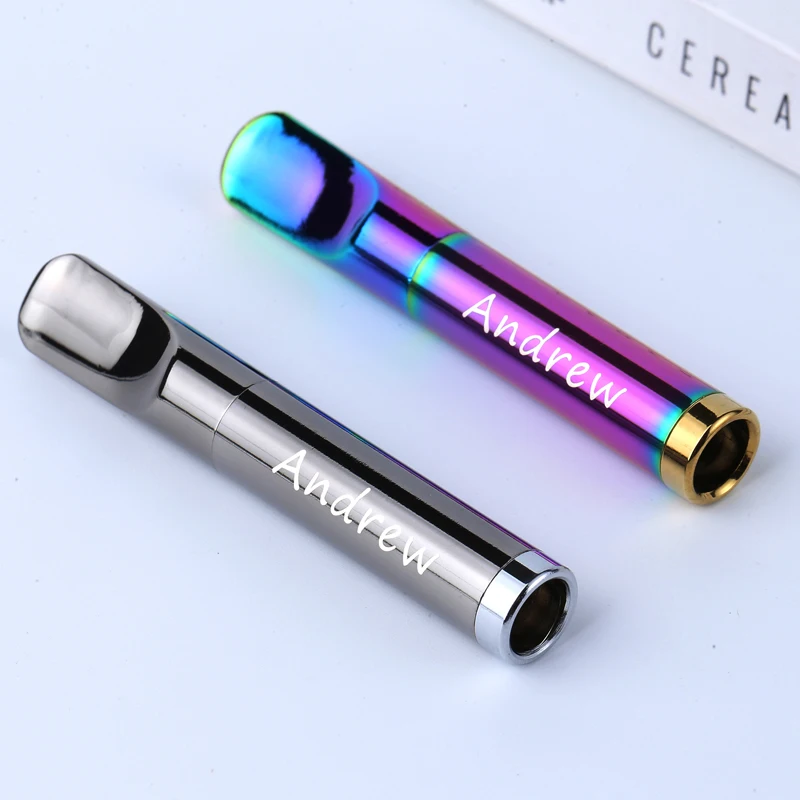 Metal Washable Reusable Pull Rod Filter Cigarette Holder Custom LOGO Name Mouthpiece Standard 84mm Creative Smoking Gift For Man