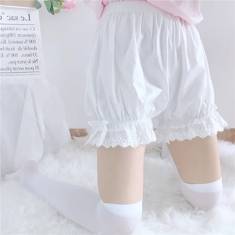 

Summer Cute Lolita Cosplay Girls Shorts Sweet High Waist Lace Women's Shorts Gothic Kawaii Bloomers Shorts Black White