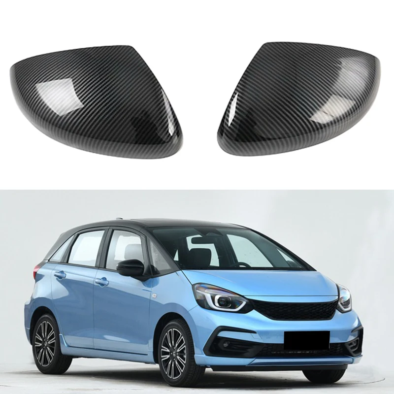 Newfor Honda Fit Jazz 2020 2021 ABS Carbon Fiber Rearview Side Door Mirror Cover Car Exterior Accessories