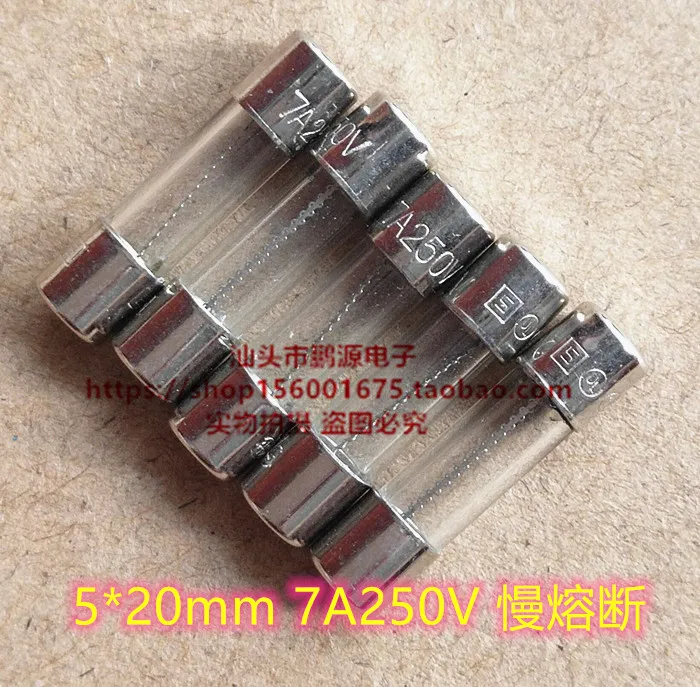 

5*20 glass fuse tube 7A 250V fuse glass fuse tube delay slow blow 7A250V 50PCS -1lot