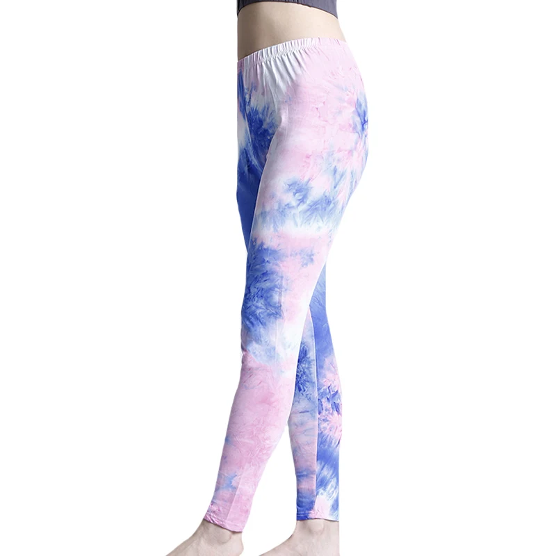 YSDNCHI Women Sexy Pants Sportswear Leggins Fashion Pink Blue Tie-dye Ink Push Up Workout Leggings High Waist Jeggings