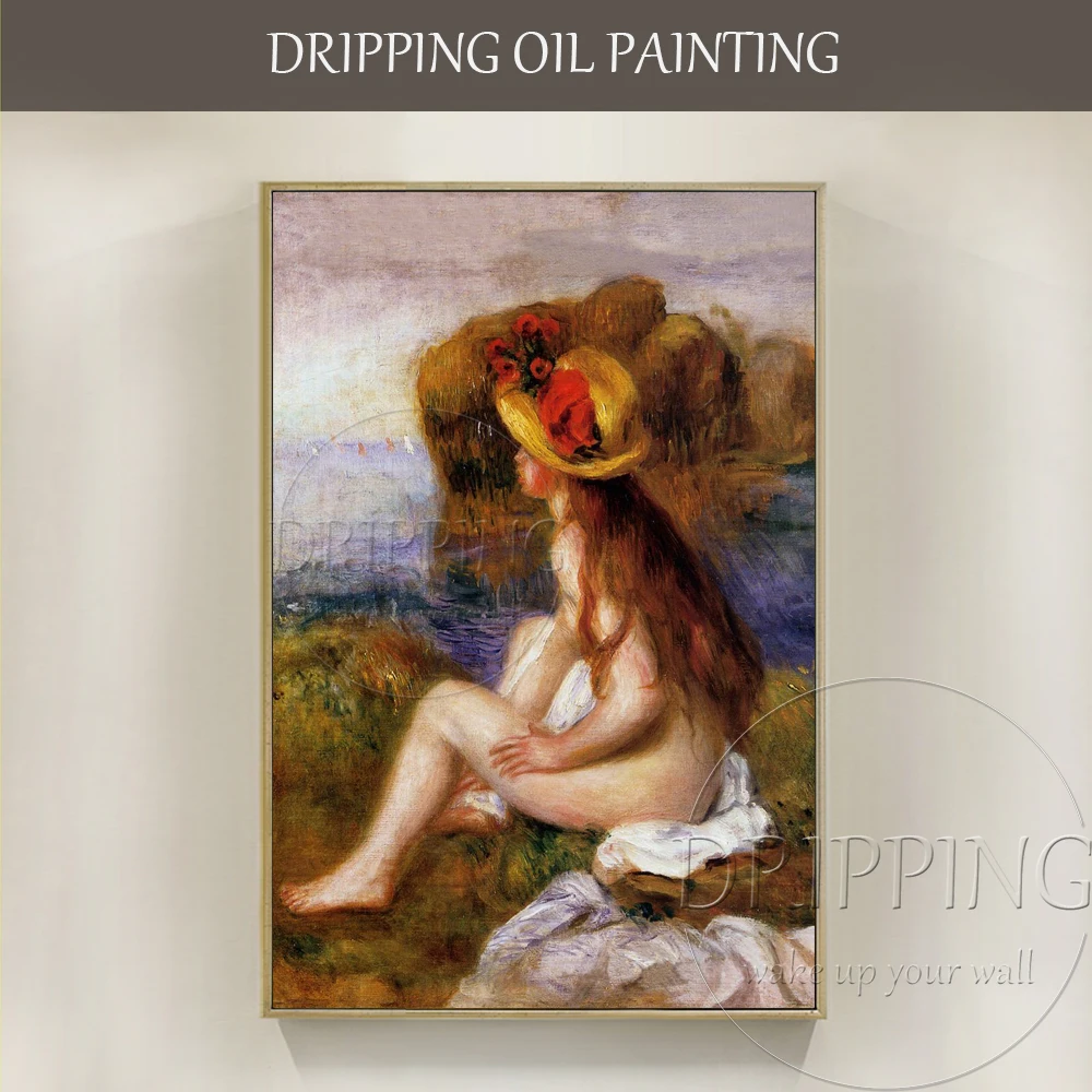 

Professional Artist Reproduce Nude in a Straw Hat Pierre Auguste Renoir Oil Painting Hand-painted Sexy Nude Lady Oil Painting