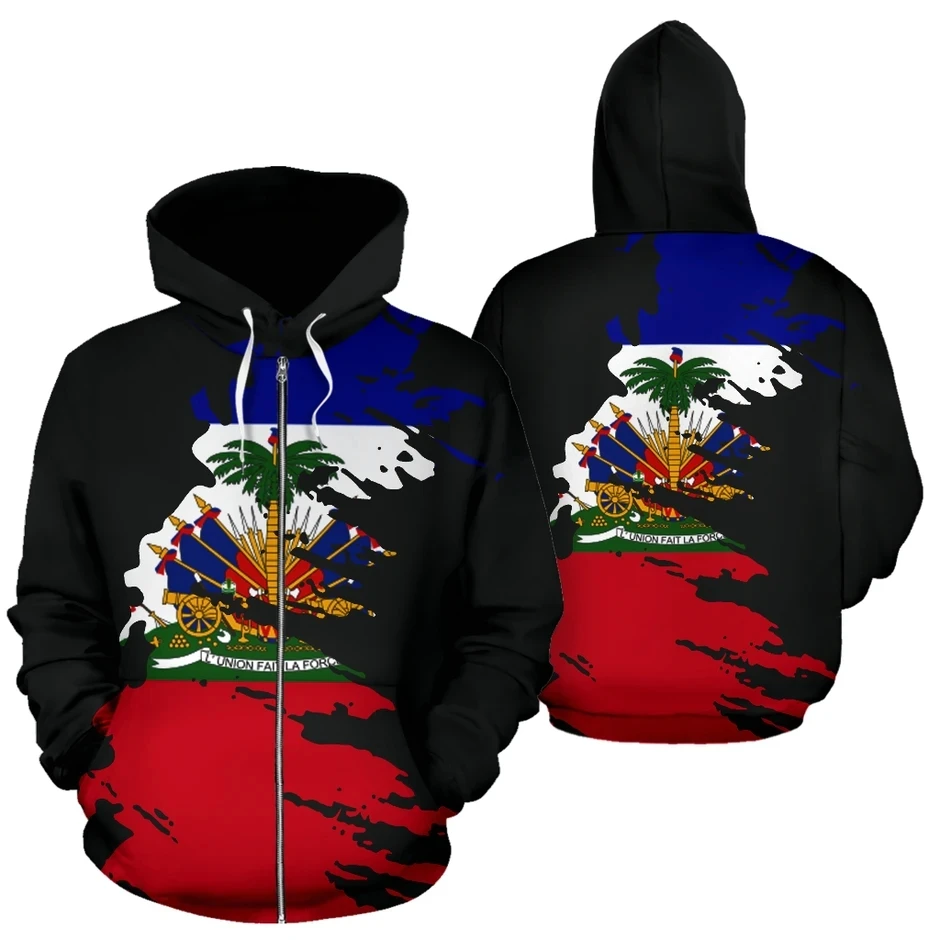 Newest Country Emblem Flag Caribbean Sea Haiti Island Retro Pullover Men/Women Tracksuit 3Dprint Streetwear Harajuku Hoodies B-5