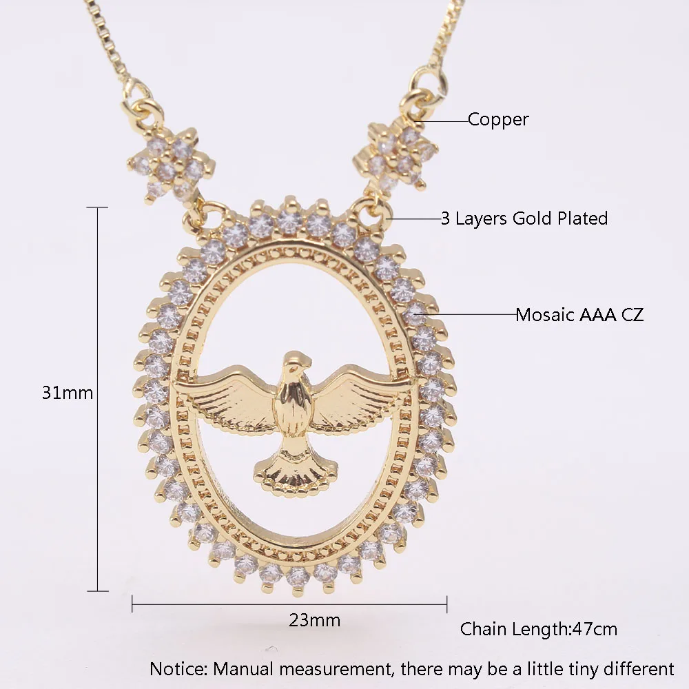 MHS.SUN Fashion Eagle Pendant Necklace For Women Cubic Zirconia Gold/Silver Color Chain Choker Jewelry Gift