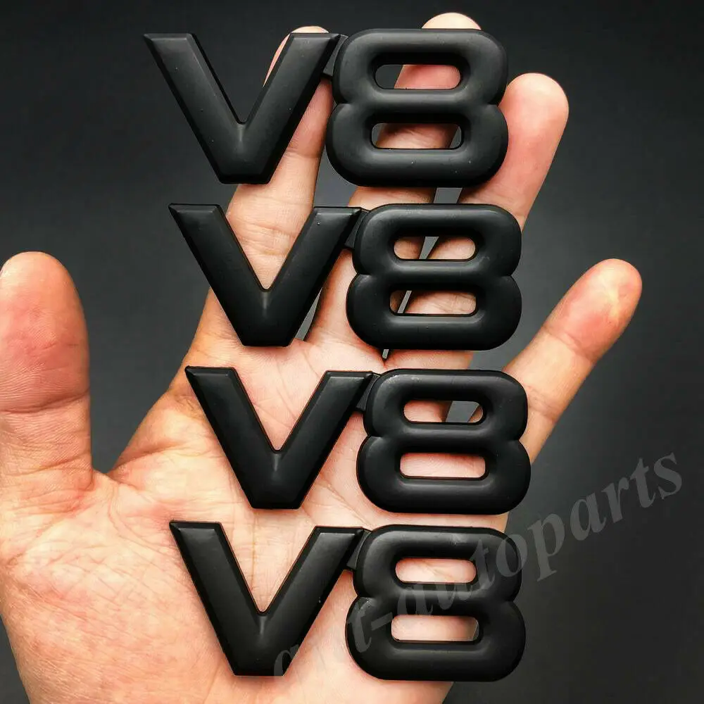 

4x Metal Black V8 Vntage Car Trunk Tailgate Rear Emblem Badge Decals Sticker