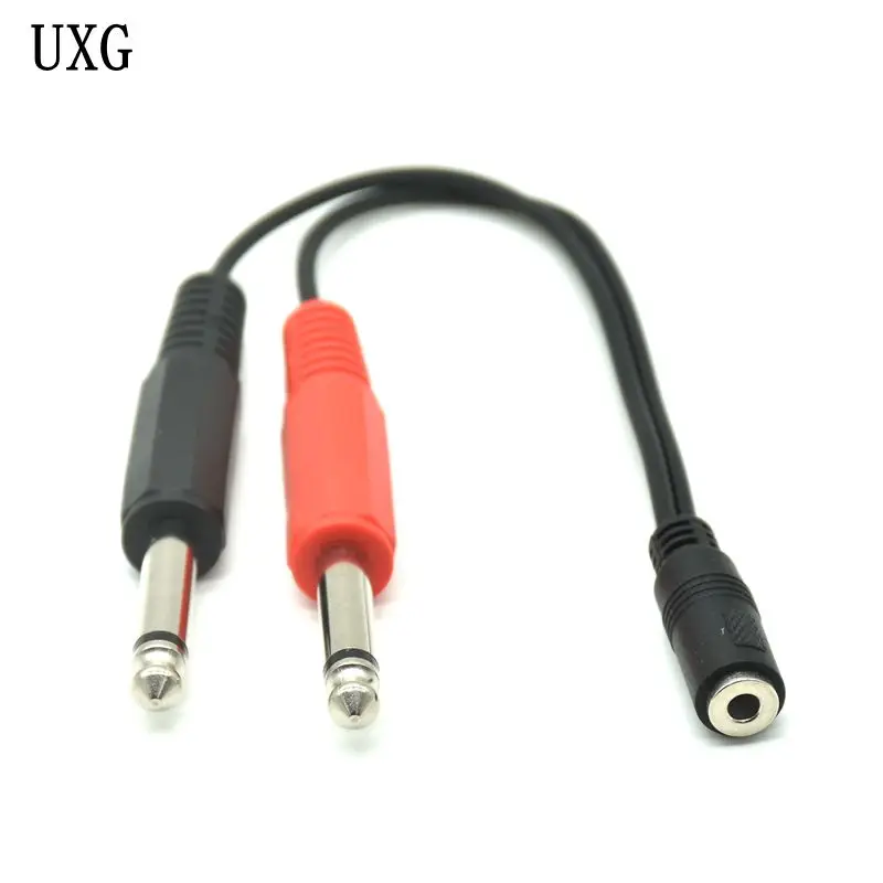 3.5mm Female Plug to 2*6.35mm TRS Mono Male Jack Audio Socket Adapter Cable 1/4