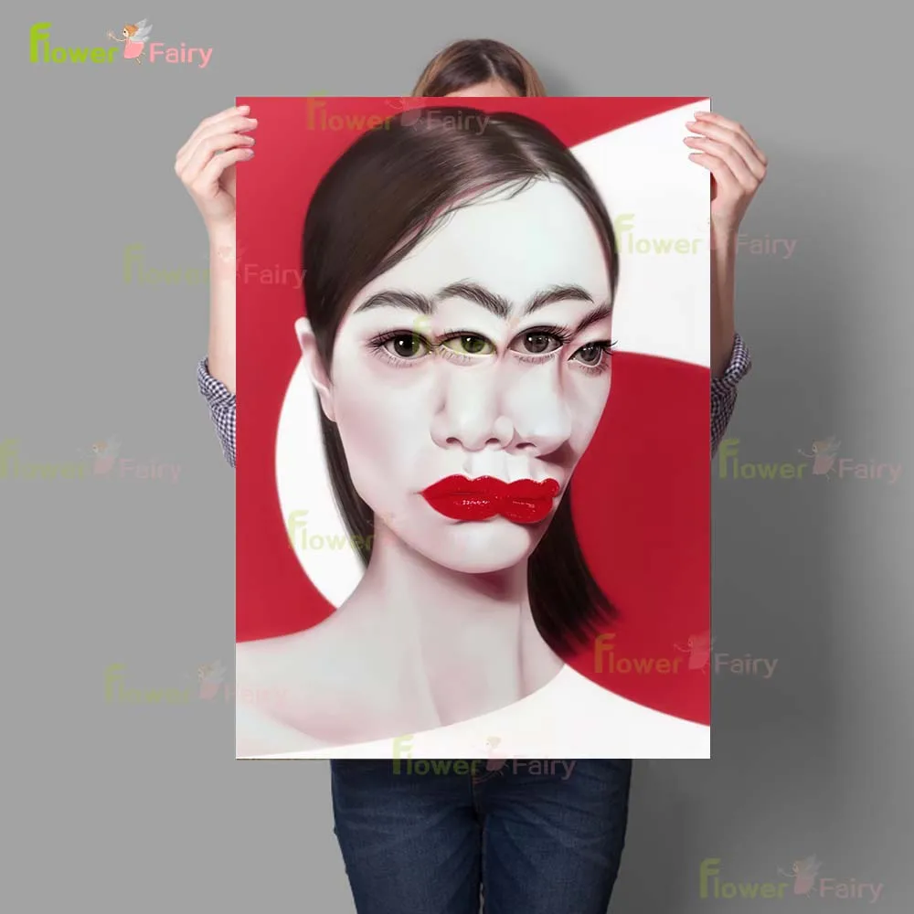 Abstract Surrealist Girl Modern Woman Nordic Poster Wall Art Canvas Painting Wall Pictures For Living Room Decor Unframed