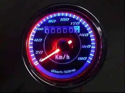 Universal LED Motorcycle Odometer KMH Speedometer Gauge For Cafe Racer Old School VT