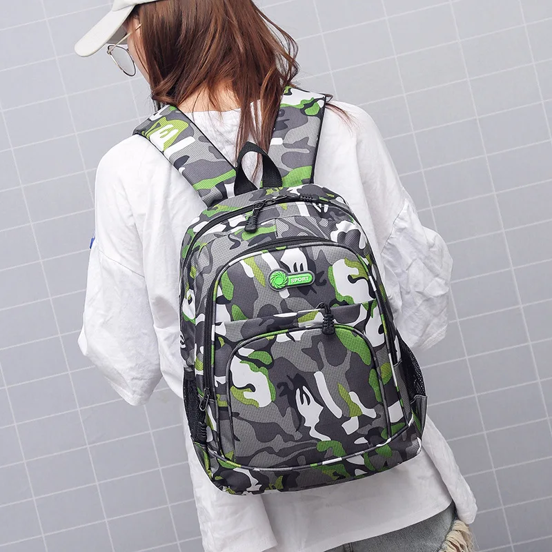 Camuflagem Mochila Escolar Impermeável, Meninas Adolescentes e Meninos Mochilas Laptop, Notebook Schoolbag, Colagem Mochila, XA147M