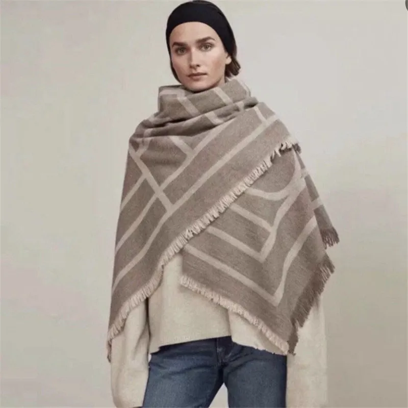 Winter Soft Cashmere Scarf Women Geometric Scarves Letters Shawls Wraps Thicken Warm Unisex Basic Blanket Tassel Pashmina Stoles