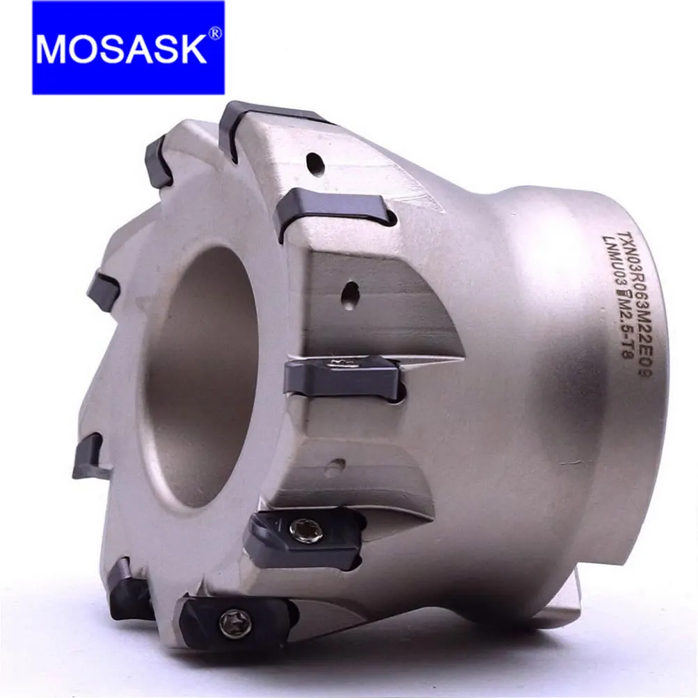 Mosask Exn03r Cnc Snelle Voeding Draaibank Machinale Legering Eindmolen Lnmu Dubbelzijdig Carbide Insert Frezen Snijder