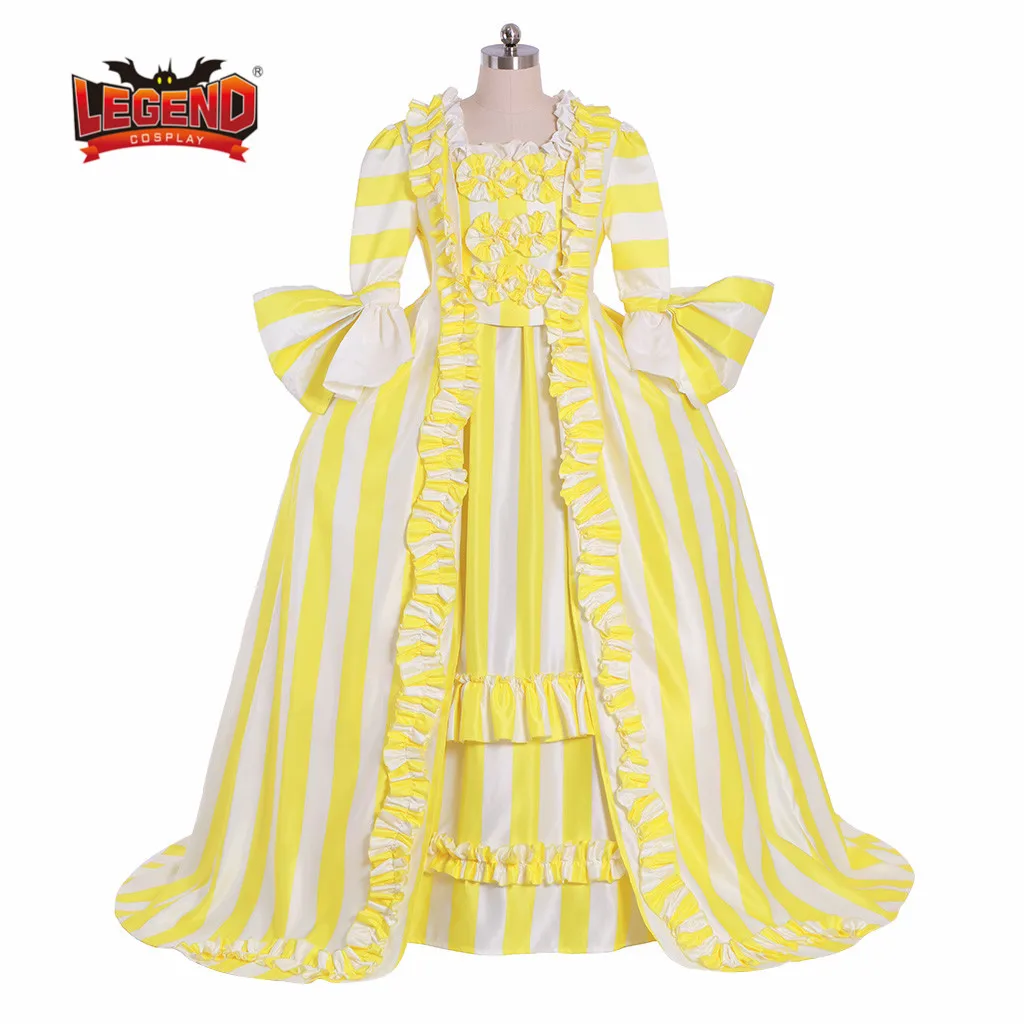 

lady's Marie Antoinette Gown Dress Rococo 18th Century Europe historical yellow dress Gown sack-back gown robe a la francaise