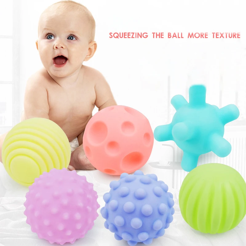 6pcs/set Baby Toy Ball Set Develop Baby\'s Tactile Senses Toy Touch Hand Ball Toys Baby Training Ball Massage Soft Ball