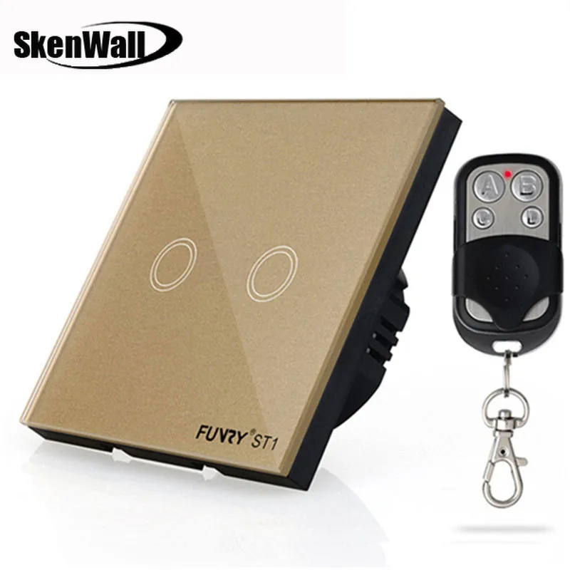 

EU Standard 2Gang 170-240V 433MHz Wall Switch Touch Switch Smart Remote Control Luxury Crystal Glass Surface Waterproof 86*86mm