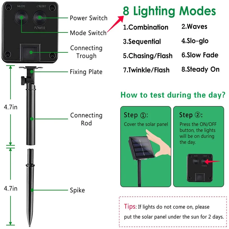 Luci a stringa solari ghirlanda di globo impermeabile per esterni lampada da Patio ad energia solare decorativa con 8 modalità di illuminazione per giardino