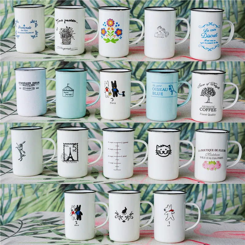 Creative Enamel Coffee Mugs Unbreakable Outdoor Travel Water Cups Beer Cups Camping Bonfire Party Fishing Picnic Mugs Gifts