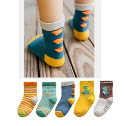 5Pairs/lot Kids Socks Autumn Winter Cotton Baby Socks Warm Thick Animal Cute Socks Dinosaur Cartton Children Socks