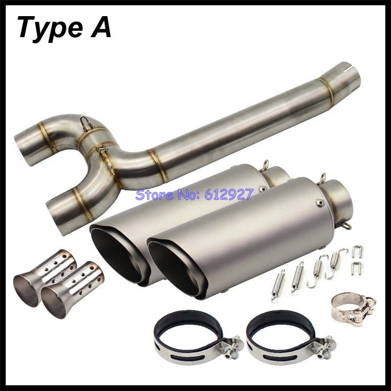 FZ6N FZ6S FZ6 Motorcycle Exhaust System Slip On Middle Pipe Link Tube with 2PCS Exhaust Muffler Tailpipe FZ-6N FZ-6S FZ-6