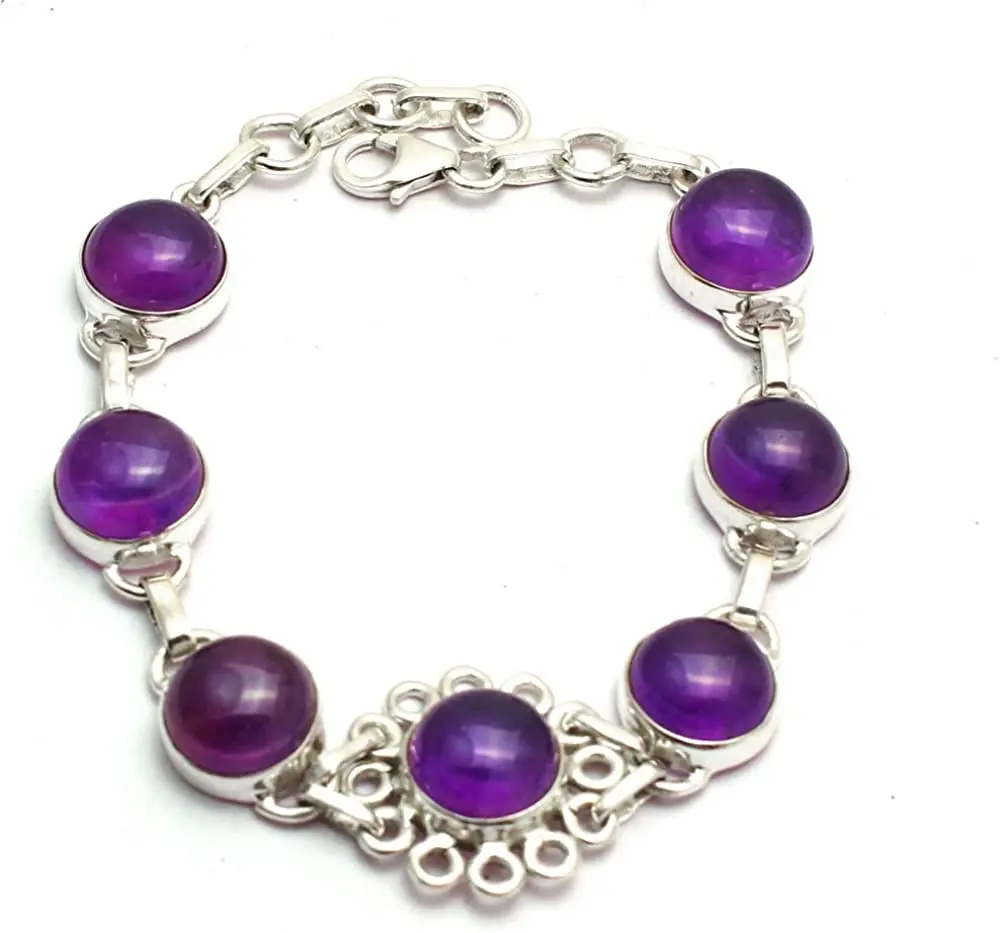 

Genuine Amethyst Bracelet 925 Sterling Silver, 20.5 cm, GRP0253