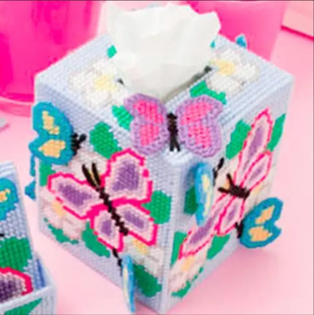 12x12x14cm Paper box Butterfly storage tissue box embroidery kit DIY handmade craft set Crocheting knitting needlework supplies