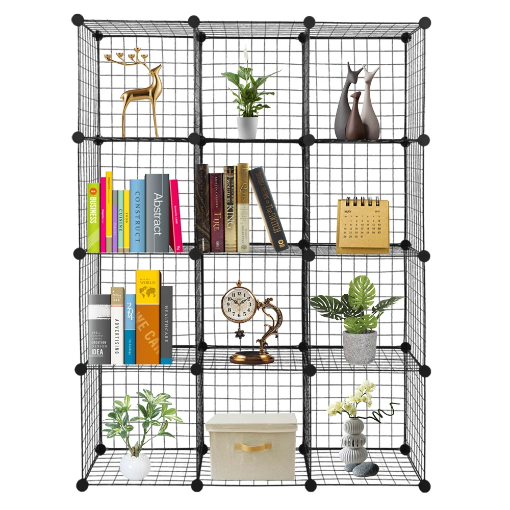 

12-Cube Organizer Cube Storage Storage Shelves Wire Cube Storage Origami Shelves Metal Grid Multifunction Shelving Bookcase