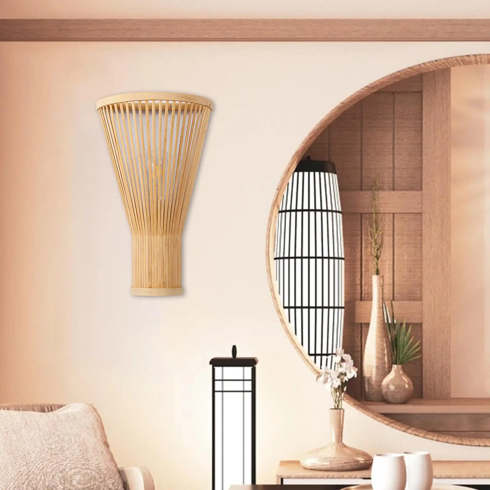 Creative Bamboo Wall Lamp Sconce LED E27 Weave Novelty Vintage Night Lights for Corridor Restaurant Country Home Decoration