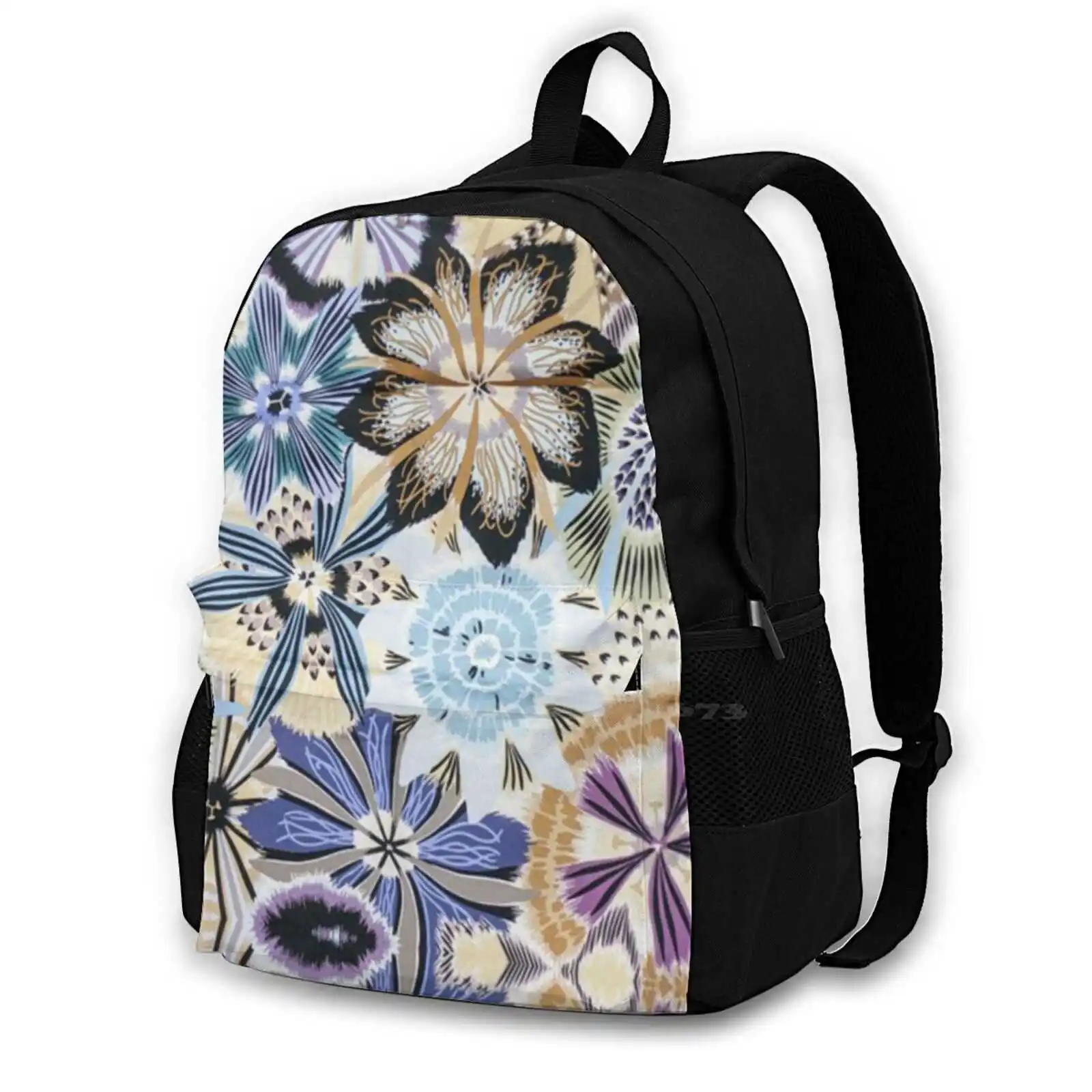 Flower Luxury Home Decor Large Capacity School Backpack Laptop Travel Bags Fashion Home Geometric Zigzag Boho Chic Modern Color