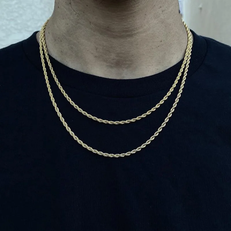 2020 New High Quality Stainless Steel Chain Men Hip Hop Twist Chain Rope Chain Neckace for Women Wholesale Jewelry