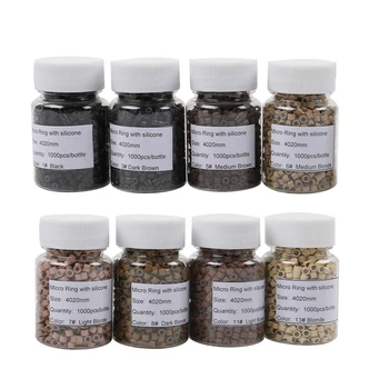 Micro Silicone Forrado Anéis, Links, Micro Anel, Link, Crimp Beads, Ferramentas de extensões de cabelo, 4.0x2.0x3.0mm, 1000Pcs por Jar