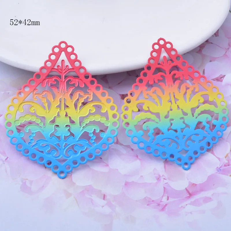 6 Stück Neue Design-Messing-Charms mit Farbverlauf, Bunte Runde Blumenanhänger, Schmuck- und Ohrring-Zubehör – Detail 10