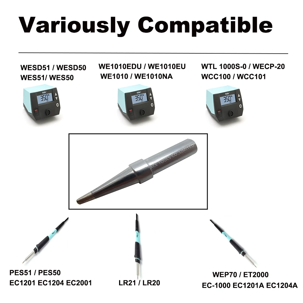 ETA เปลี่ยน Soldering Tip Chisel 1.6มม.Fit WELLER WES51 WES50 WESD51 WE1010NA WE1010EU PES51 PES50 LR21 LR20เชื่อมบิต