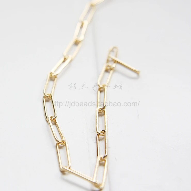 One Meter Premium Plated Brass Base Hand Connected Rectangle Cable Link Chain-15x4.2mm (15QDF08)