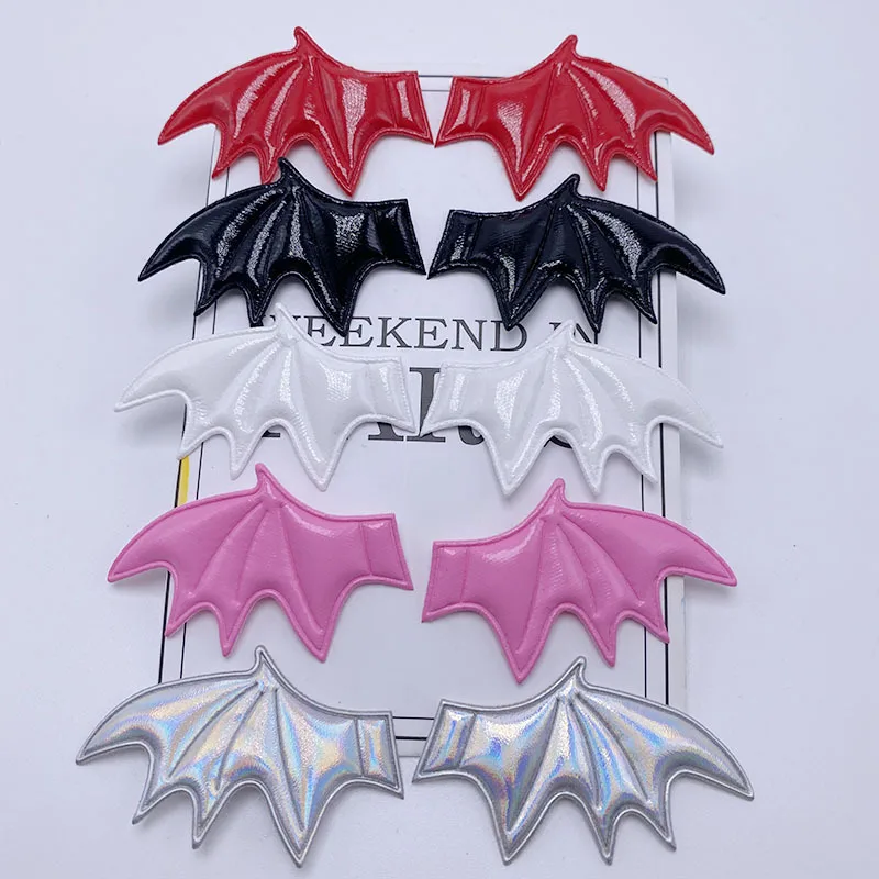 

100pcs/lot Leather Small size Devil Bat Wings patches for for DIY headwear Halloween vampire hairpins accessories wholesale