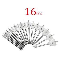 Wholesale hige quality 16Pcs Flat Spade Drill Bits Set Metal Bit Kit Hex Shank Woodworking Tool