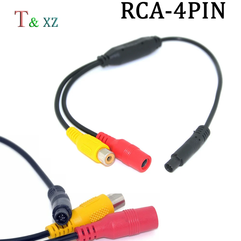 

Wholesale ！4-Pin Male to RCA Female & DC Jack Female CCTV Vehicle Camera Adapter Cable 60cm 10pcs/lot