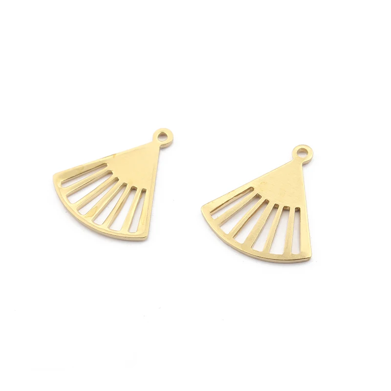 50pcs Raw Brass Fan shaped Charms Pendant DIY Earrings Bracelet Jewelry Fingdings Hanging Decorations DIY Supplies Making