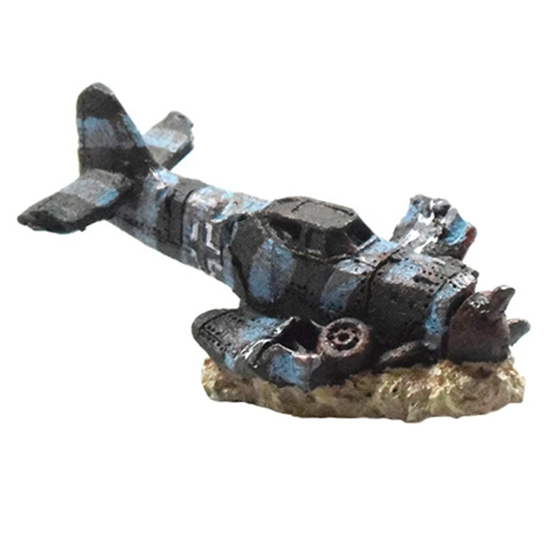 Fish Tank Aquarium Decor Aircraft Ruins Ornament Reptile Fish Hideout Cave Decoration Fish Tank Aquarium Resin Decoration