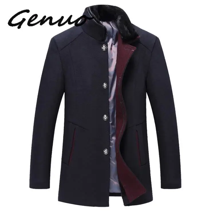 2019  New Winter High Quality Men's Wool Coats,men 38% Woolen Casual Trench Coat With Fur Collar Windbreaker Jacket