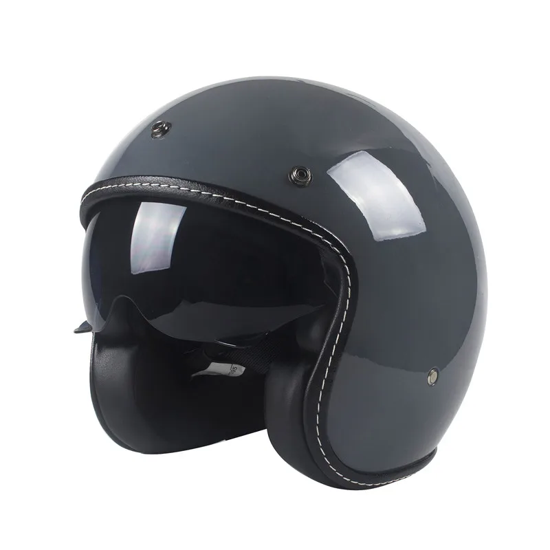 Cement Gray Vintage Motorcycle Helmet Open Face Helmet Dot Approved Half Helmet Retro Moto Casco Capacete Motociclistas Capacete