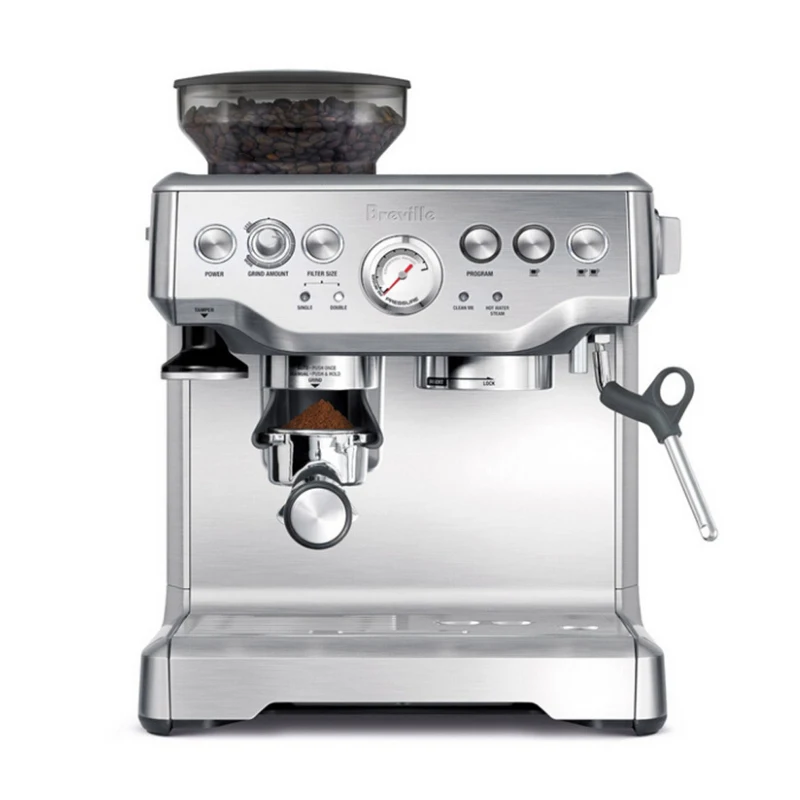 Espresso Coffee Maker Grind Beans Semiautomatic 15Bar Grinder Steam Coffe Machine