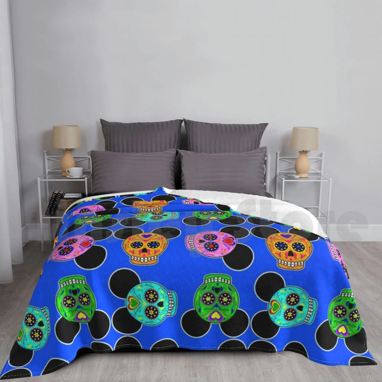 Dia De Los Muertos Ears ( Pattern ) Blanket Fashion Custom Mickey Ears Dia De Los Muertos Skull Mexico Pixar Four