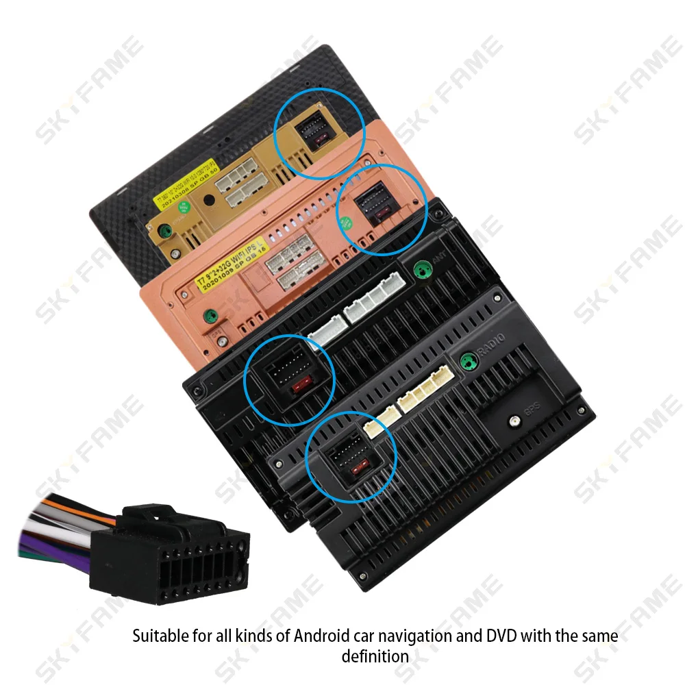 SKYFAME Car Android Radio 16pin Universal Wiring Harness Adapter Power Cable