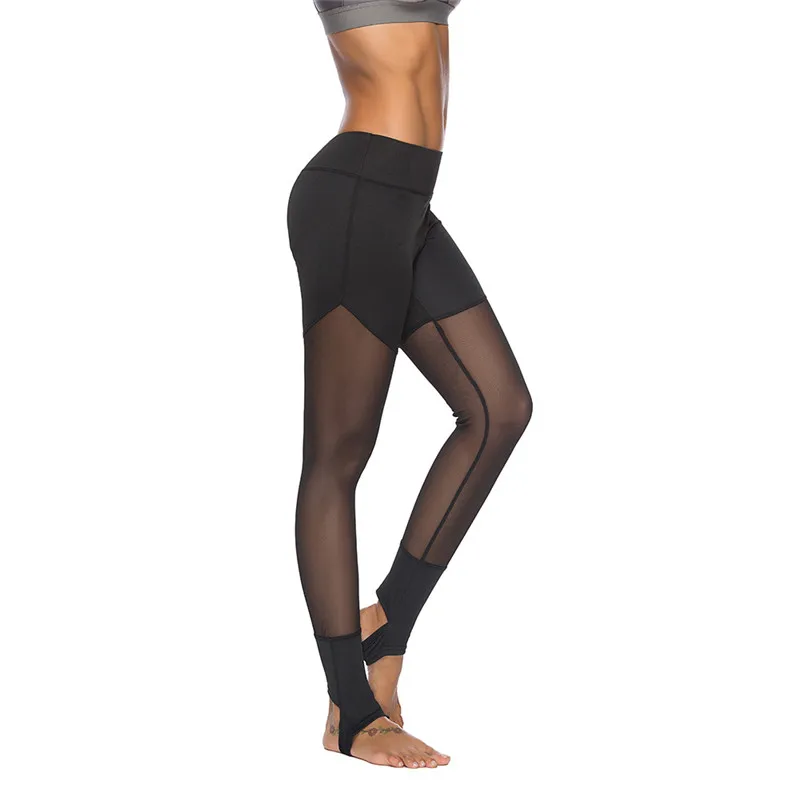 Leggings a vita alta con pannello a rete Sexy da donna pantaloni da Yoga Leggings da allenamento pantaloni a compressione dimagranti